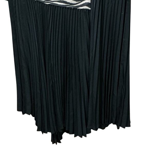 A.L.C. Zebra Animal Print Pleated Midi Dress Black Long Sleeve Size 14 - Picture 10 of 15